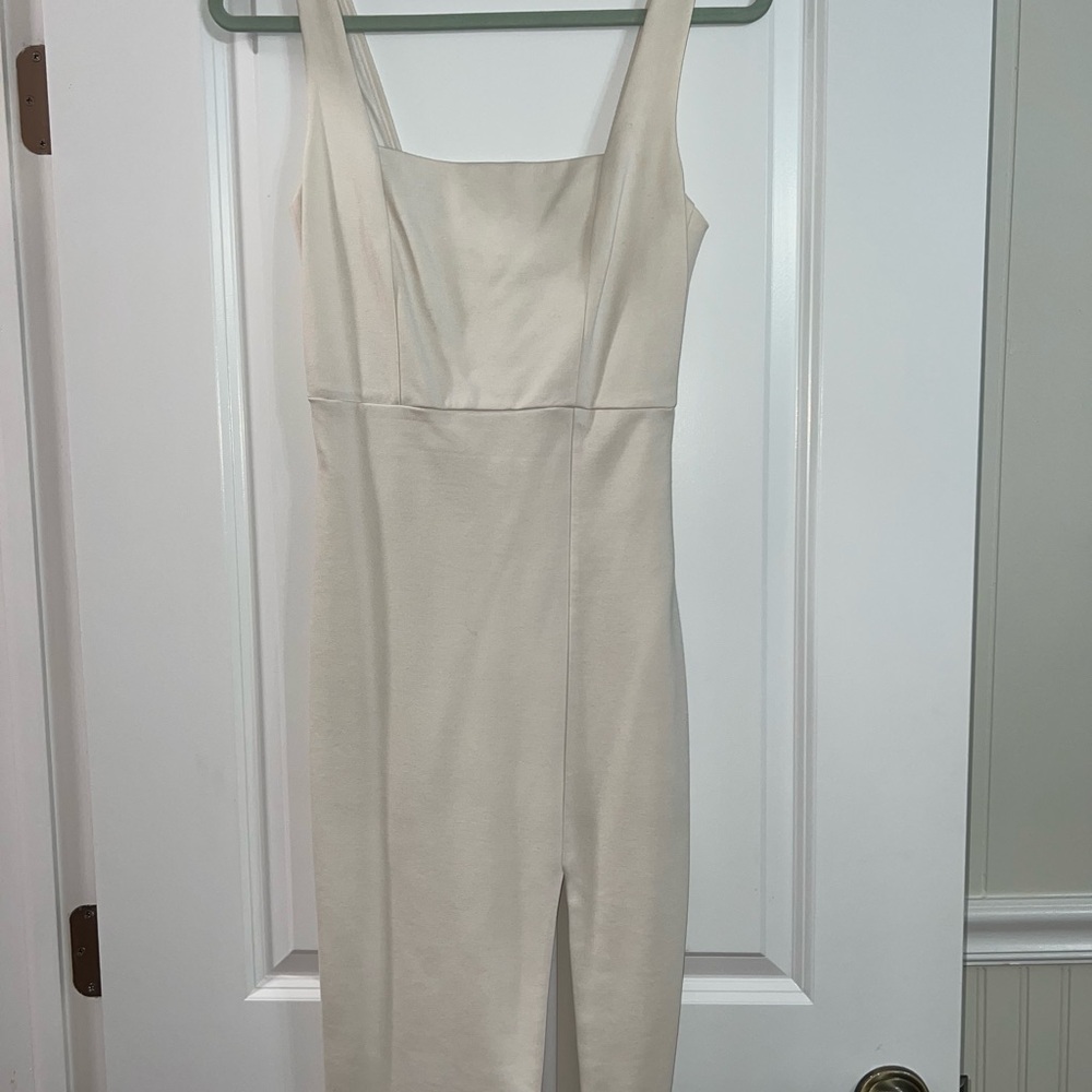 Lulu's White Square-Neck Mini Dress with Front Slit